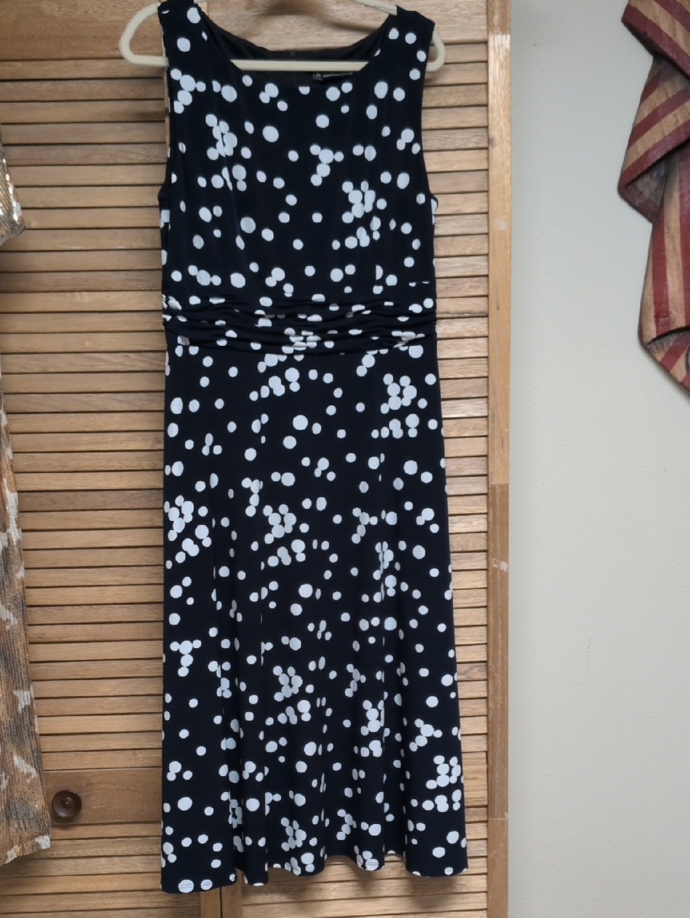 Navy & White Polka Dot Sleeveless Dress